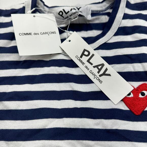 Comme des Garçons PLAY Women's White Striped Long Sleeve T-Shirt - Size XS (New) - Picture 4 of 5